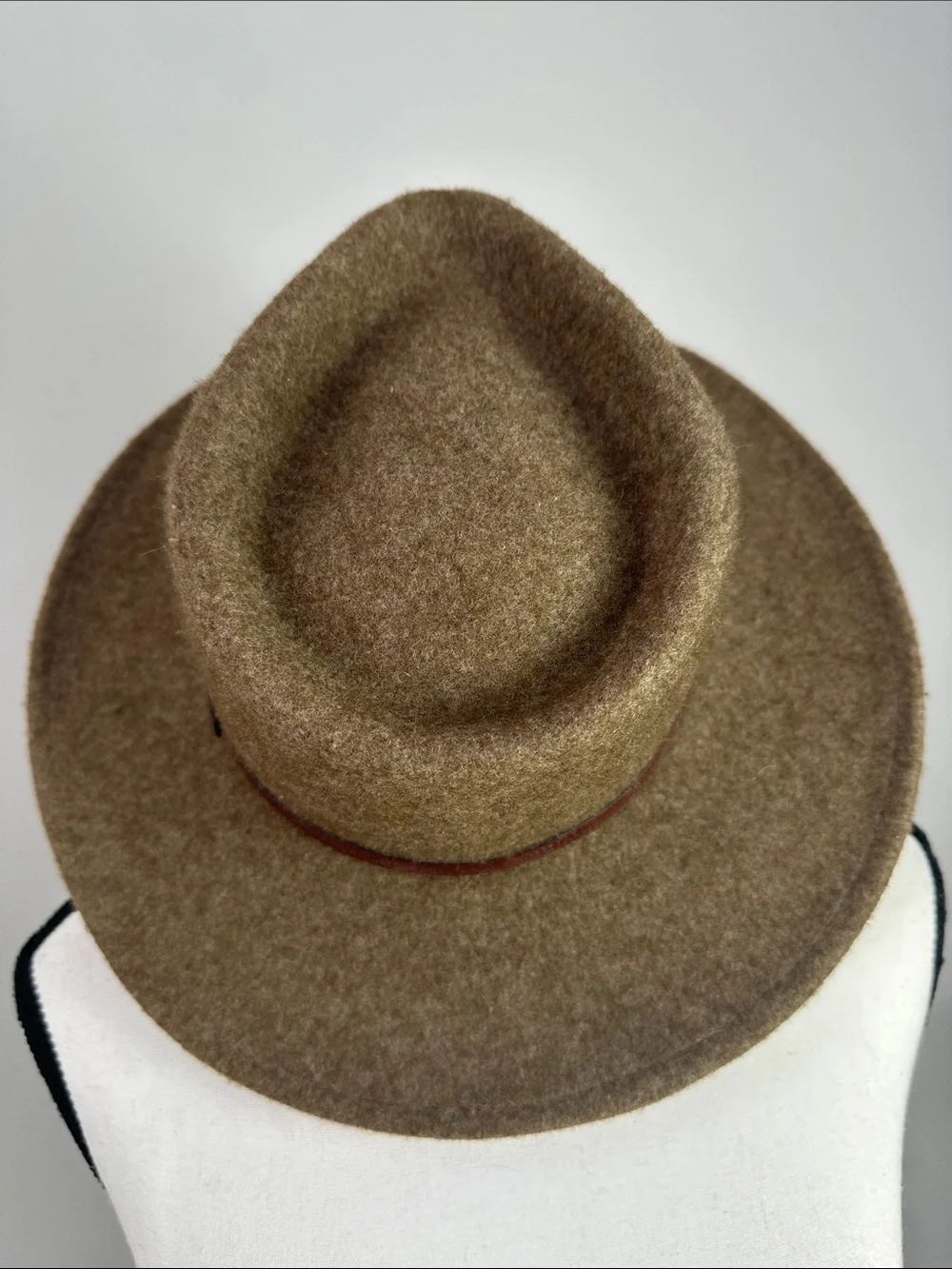 Vintage Dorfman Pacific 100% Wool Fedora Outback Hat Brown Leather Band